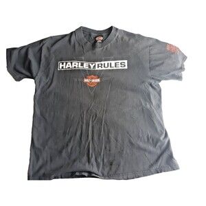 Black Harley Davidson Tshirt Harley Rules 30 yrs Andrae's Urbana IL Mens XL